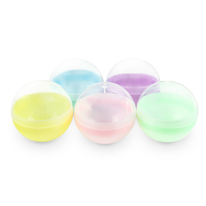 開けやすい！HI 65mm空カプセル 5色アソート(透明＋不透明カラー) 50個