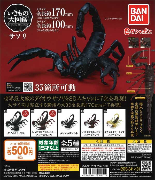 いきもの大図鑑 サソリ （20個入り）_ | ガチャガチャ・カプセル