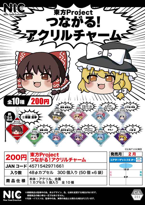 Z02】東方Project つながる!アクリルチャーム （50個入り）【予約商品