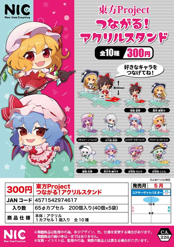 【Z05】東方Project つながる!アクリルスタンド　（40個入り）【二次予約商品】