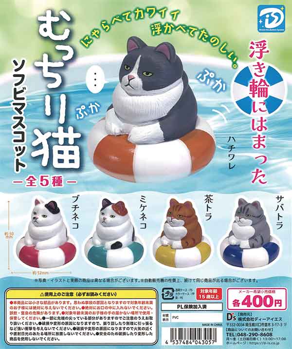 浮き輪にはまったむっちり猫 （30個入り） | ガチャガチャ通販専門【あ