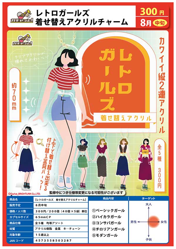 Z08】レトロガールズ 着せ替えアクリルチャーム（40個入り）【二次予約