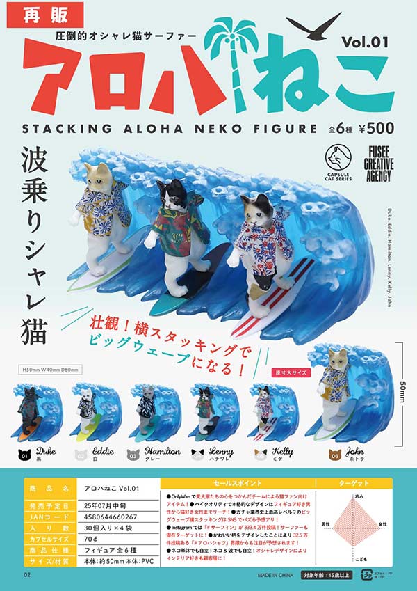 Aimetoi POPUP 限定 ガチャガチャ ストラップ エメトワ ロゴ 7月発売】【二次予約】《再販》アロハねこ Vol.01（30個入り