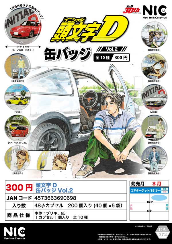 3月発売】【正規予約】頭文字D 缶バッジ Vol.2（40個入り）【TCP