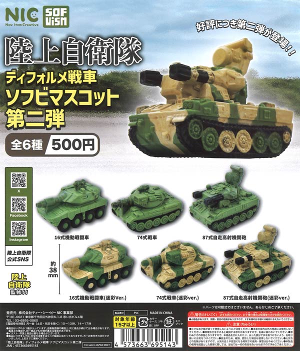 チャレンジ 陸上総隊幕僚長 プラスチックケース入り 直径約4.5cm 陸上自衛隊』ディフォルメ戦車ソフビマスコット第2弾（20個入り）【TCP