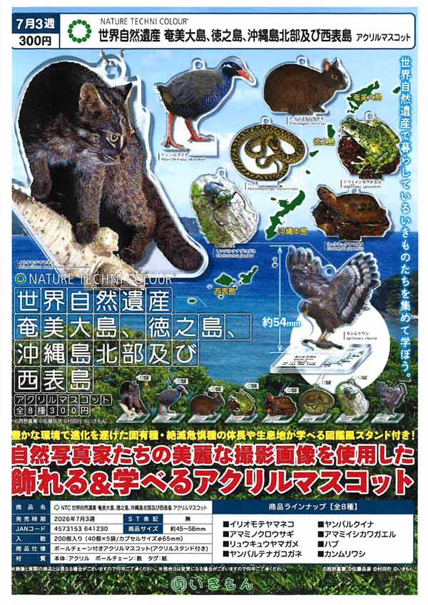 NTC 世界自然遺産 奄美大島、徳之島、沖縄島北部及び西表島 アクリルマスコット