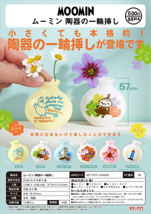 8月先行受注】【二次予約】ムーミン陶器の一輪挿し（20個入り）【ｷﾀﾝ