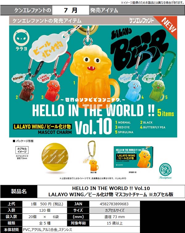HELLO IN THE WORLD !! Vol.10 LALAYO WING/ビール化け物 マスコットチャーム