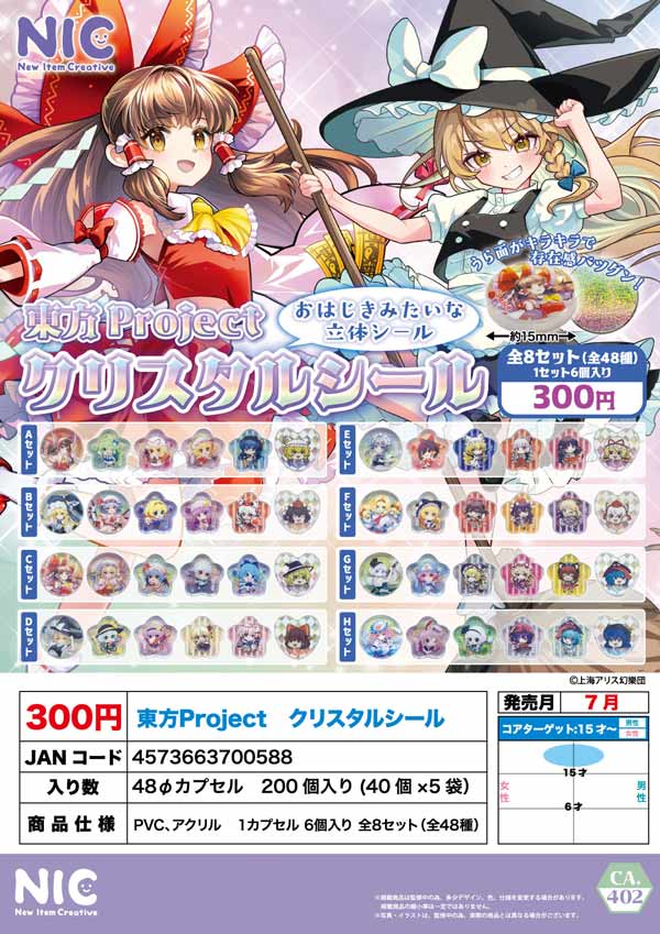7月発売】【二次予約】東方Project クリスタルシール（40個入り）【TCP