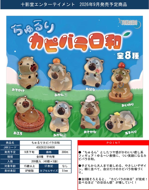 9月発売】【正規予約】ちゅるりカピバラ日和（40個入り）【十影堂